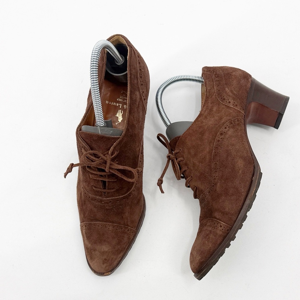 RALPH LAUREN COLLECTION Vintage Women Oxford Wingtip Heeled Derby Boots size 7.5